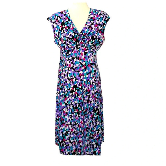 Kasper Women Dress Empire Waist Sleeveless Stretch Colorful Partial Liner - Picture 1 of 5